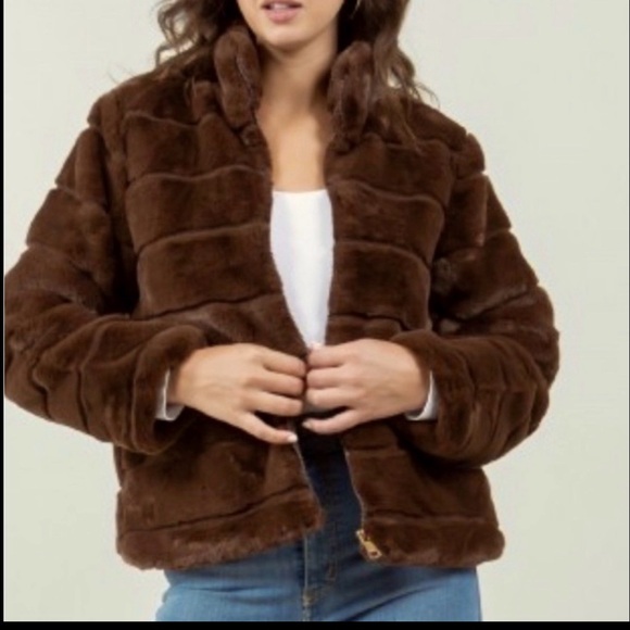 Brown Faux Fur Jacket - Picture 3 of 6